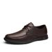 Round Head First Layer Men's Leather Splicing Leather Shoes Lace-up Low State Men's Formal Single Shoes_vogvips.com