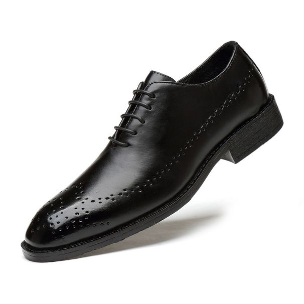 One-cut Leather Engraved Men's Men's Formal Derby Shoes Casual Retro Small Leather Shoes_vogvips.com