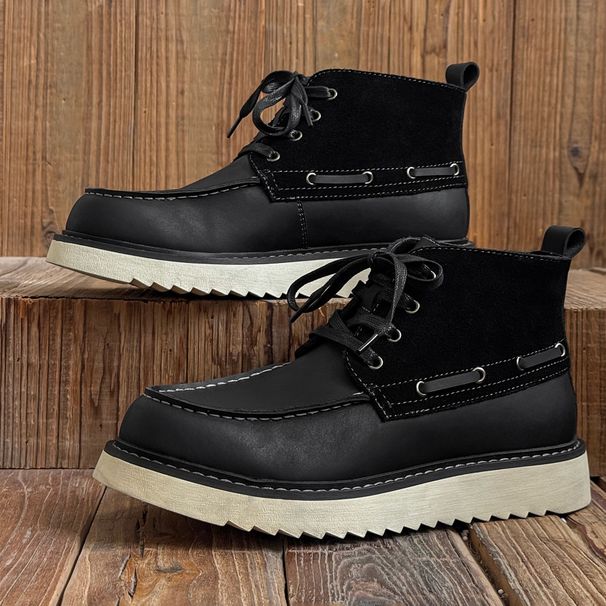 2025 Autumn Trendy Casual Martin Big Toe High Top Men's Shoes Work British Style Short Boots For Men_vogvips.com