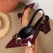 Cross-border Foreign Trade Elegant Pointed-toe Patent Leather Metal Buckle Chunky Heel High-heeled With Back_vogvips.com