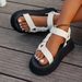 Women's Shoes Large Size Thick Soled Velcro Sandals For Women Ethnic Style Color Matching Beach Sandals_vogvips.com