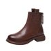 Soft Leather Slim For Women 2024 New Flat Back Zipper Spring Autumn Single Winter Fleece Lined Martin Boots Cotton Shoes_vogvips.com