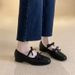 Handmade Soft Leather Square Toe Retro Bow Mary Jane Shoes For Women, Slip-On Low Heel French Ballet Style Flats_vogvips.com