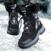 New Autumn And Winter Style Fleece-lined Warm Snow Boots, Outdoor Army Green Camouflage High-top Cotton Shoes_vogvips.com