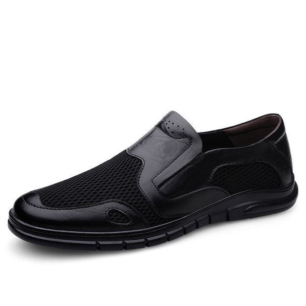 Men's Net Shoes Casual Soft Sole The Elderly Father Shoes Casual Men's Shoes Round Head Lace-up_vogvips.com