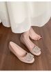 French Single Shoes Women's Inner Height Increase Shallow Mouth Rhinestone With Skirt Flat-soled Wedding Shoes_vogvips.com