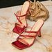 Women's High Heeled Sandals Red Style Fashionable Party Slip On Square Toe High Heeled Shoes Comfortable Simple High Heeled Sandals For Women_vogvips.com