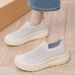 2025 Summer Fashion Versatile Casual Sneakers Breathable Flyknit Mesh Slip-On Lightweight Comfortable Women's Shoes_vogvips.com