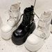 10CM Ultra Thick Sole Genuine Leather Short For Women 2025 Spring And Autumn New Velcro British Style Martin White_vogvips.com