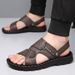 Men's Summer Casual Leather Outdoor Antiskid Beach Slide Fashion Breathable Walking Sandals New Leisure Walk Roman Flats_vogvips.com