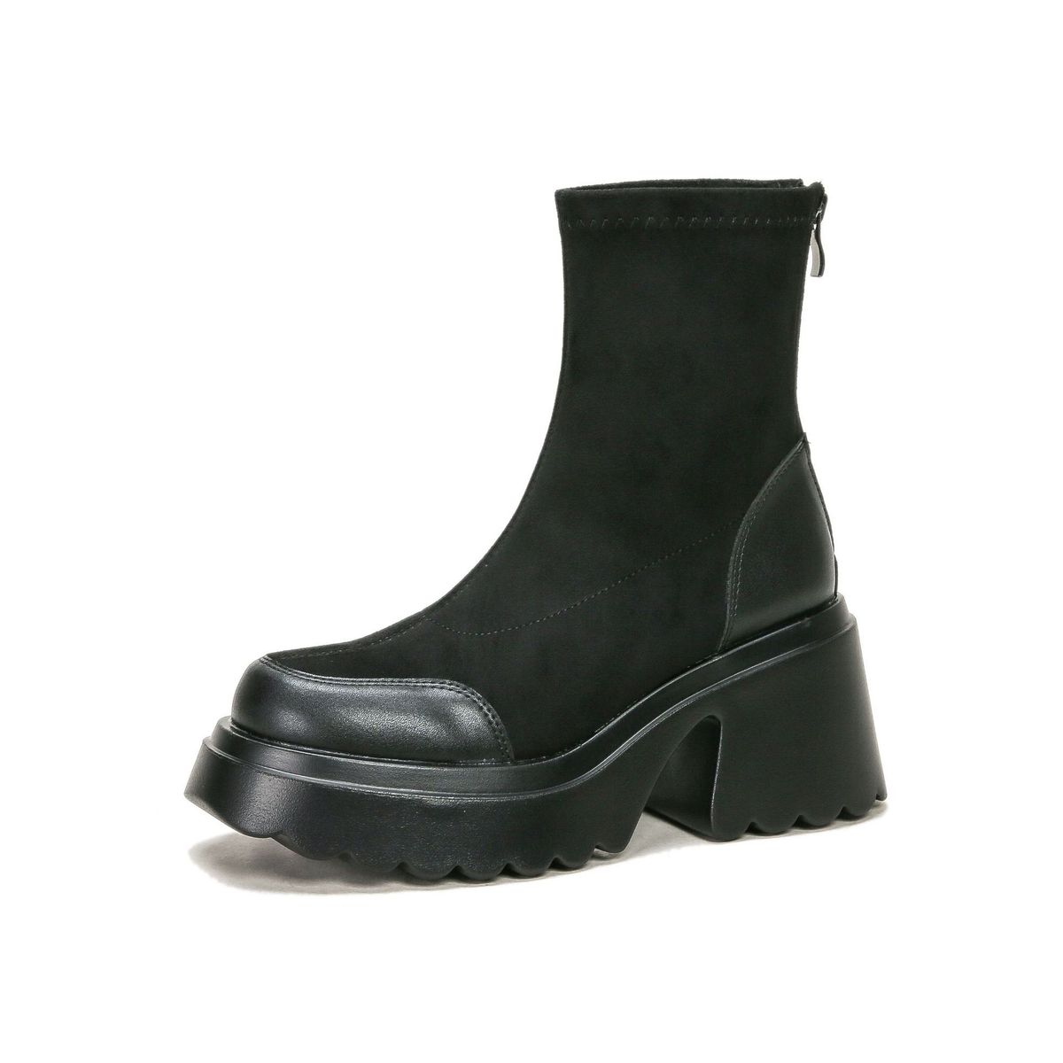 Gomeini Martin High Heel 2024 New Style Height Increasing Thick Sole Short Women Elastic Slim Boots 575-2_vogvips.com