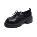 Thick-soled Small Leather Shoes Women's College Style Small Man Height-increasing Lace-up Loafers Single Shoes Women_vogvips.com