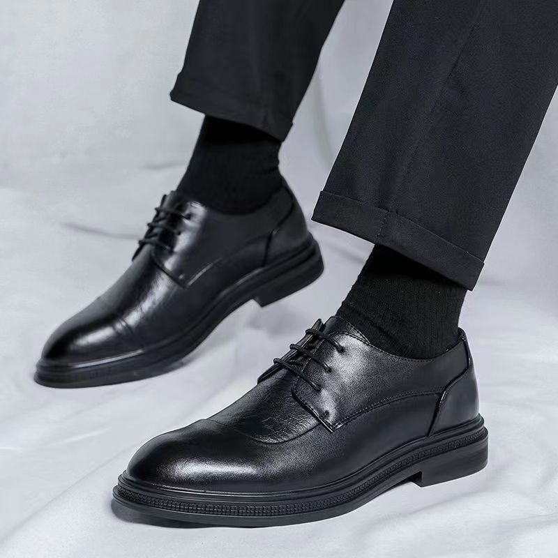 2024 Men's Genuine Leather Work Lightweight British Style Versatile Soft Sole Height Increasing Business Formal Casual_vogvips.com