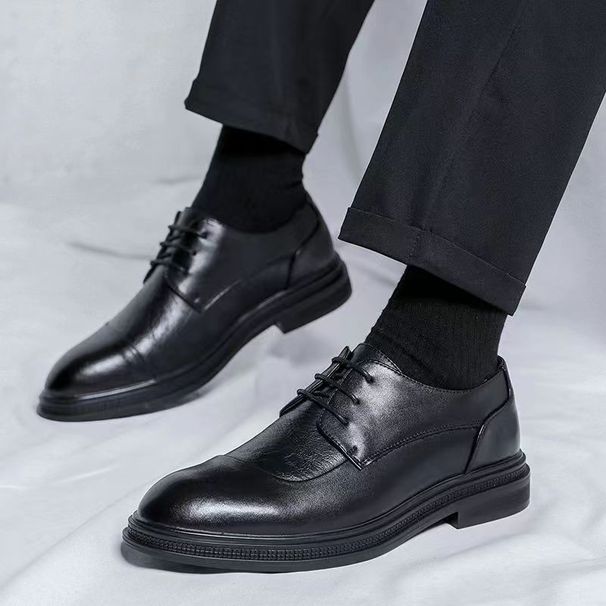 2024 Men's Genuine Leather Work Lightweight British Style Versatile Soft Sole Height Increasing Business Formal Casual_vogvips.com