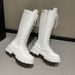 Retro Thick Sole Side Zipper Riding Boots High Boots Autumn New Style plus Size British Style for Women_vogvips.com
