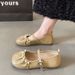 French Mary Jane Shoes Autumn Pearl Fairy Late Evening Wind Large Size Soft-soled Ballet Grandma Single Shoes_vogvips.com