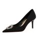 18249-AK62 European And American Fashion Shallow High Heels Rhinestone Round Buckle Single Pointed Toe Stiletto Sexy_vogvips.com