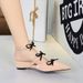 599-25 French-style Sweet Slippers With Pointed Toe, Shallow Mouth, Bowknot, Wedge Heel, One-strap Buckle, Fashionable_vogvips.com