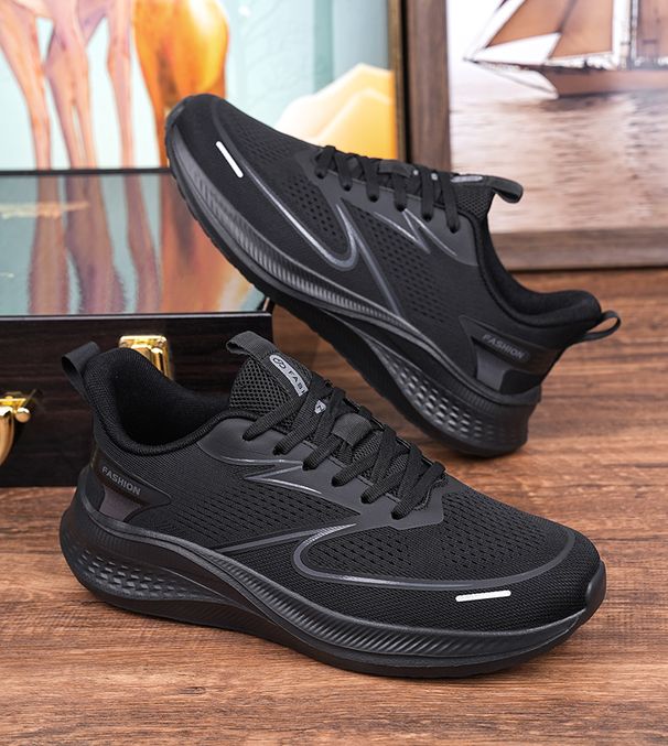 Men's 2026 New Summer Mesh Breathable Comfortable Versatile Soft Sole Lightweight Casual Running Shoes Black_vogvips.com