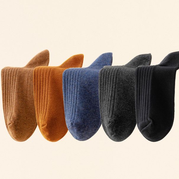 5 Pairs Of 100% Socks, Men's Four Season Striped Midsole, Sweat Absorbing, Breathable Sports Cotton Socks_vogvips.com