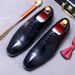 Business leather shoes Men's Oxford first layer comfortable casual cowhide leather lace-up carved three-point dress shoes_vogvips.com