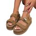 Plus Size Summer Platform Sandals Suede Velcro Closure Buttons Style Women's Shoes_vogvips.com