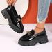 New Winter Metal Buckle One Foot Loafers Sole Thick Heel British Style Versatile Small Leather Shoes For Women_vogvips.com