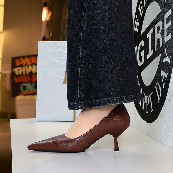 High Heels Women's Spring And Autumn Pointed Head Shallow Mouth Kitten Heel Single Shoes Comfortable_vogvips.com