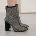 Elegant Women's Chunky Heel Pointed Toe Ankle Boots With Rhinestones - Stylish Winter/Spring/Fall Fashion Boots For Ladies (Black, Sizes 35-42)_vogvips.com