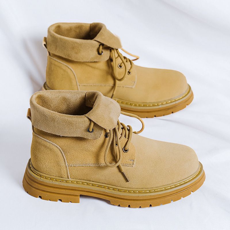 Martin Boots Summer Thick-soled Casual Lace-up Round Head Heightening Rhubarb Boots Short Boots_vogvips.com